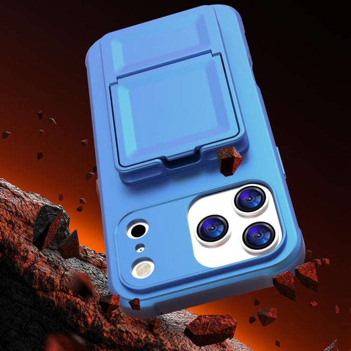 Funda para teléfono con tarjetero oculto de TPU con tacto suave y espejo oculto, con soporte., For iPhone 17 Pro Max, For iPhone 17 Pro, For iPhone 17, For iPhone Air