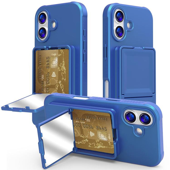 Funda para teléfono con tarjetero oculto de TPU con tacto suave y espejo oculto, con soporte., For iPhone 17 Pro Max, For iPhone 17 Pro, For iPhone 17, For iPhone Air