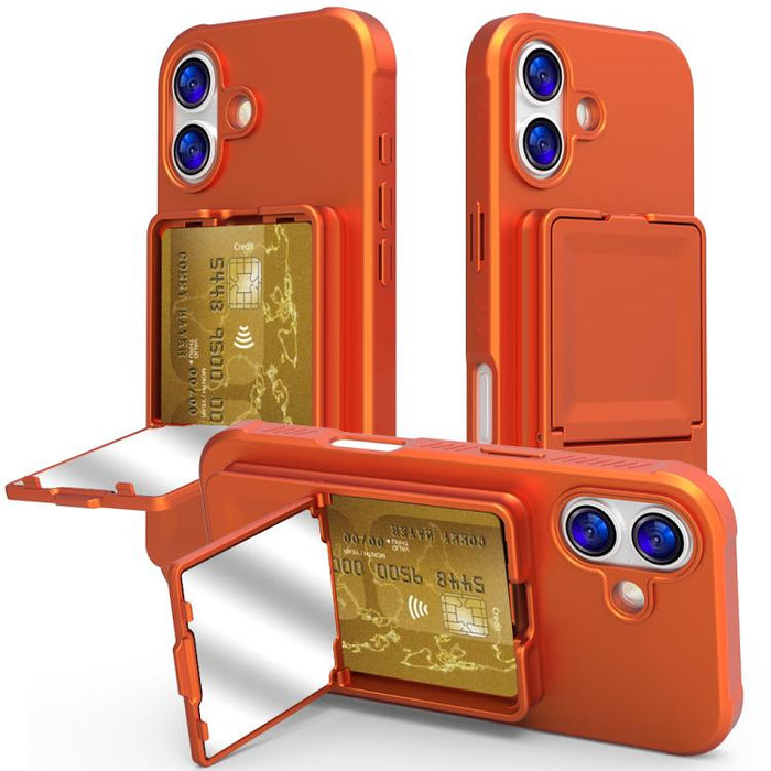 Funda para teléfono con tarjetero oculto de TPU con tacto suave y espejo oculto, con soporte., For iPhone 17 Pro Max, For iPhone 17 Pro, For iPhone 17, For iPhone Air