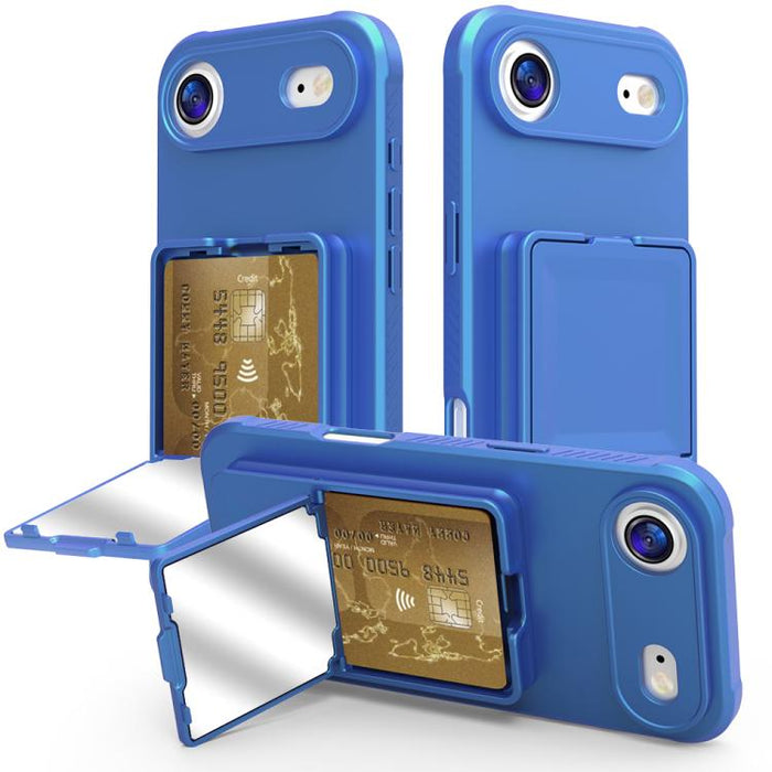 Funda para teléfono con tarjetero oculto de TPU con tacto suave y espejo oculto, con soporte., For iPhone 17 Pro Max, For iPhone 17 Pro, For iPhone 17, For iPhone Air