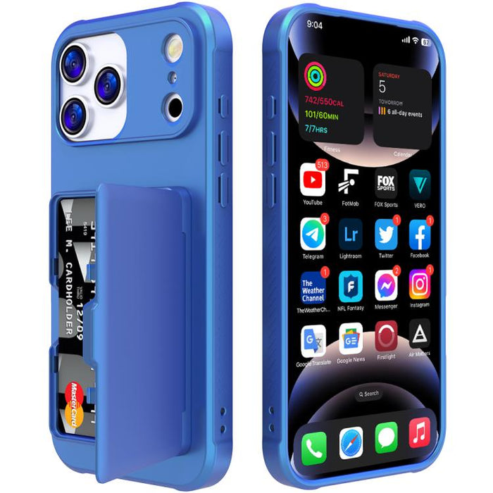 Funda para teléfono con tarjetero, híbrida de PC y TPU con espejo oculto horizontal y tacto suave., For iPhone 17 Pro Max, For iPhone 17 Pro, For iPhone 17, For iPhone Air