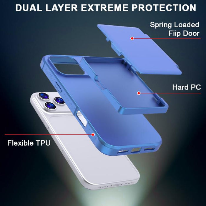 Funda para teléfono con tarjetero, híbrida de PC y TPU con espejo oculto horizontal y tacto suave., For iPhone 17 Pro Max, For iPhone 17 Pro, For iPhone 17, For iPhone Air