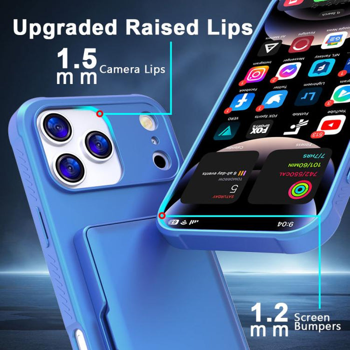 Funda para teléfono con tarjetero, híbrida de PC y TPU con espejo oculto horizontal y tacto suave., For iPhone 17 Pro Max, For iPhone 17 Pro, For iPhone 17, For iPhone Air