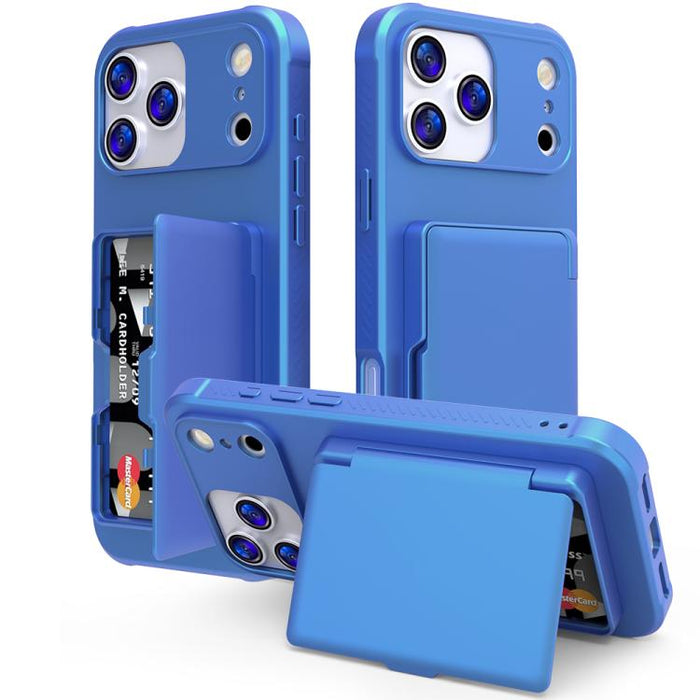 Funda para teléfono con tarjetero, híbrida de PC y TPU con espejo oculto horizontal y tacto suave., For iPhone 17 Pro Max, For iPhone 17 Pro, For iPhone 17, For iPhone Air