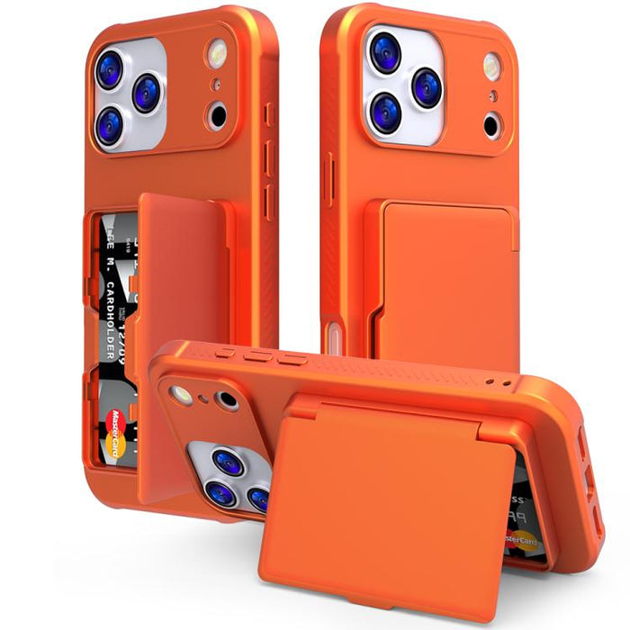Funda para teléfono con tarjetero, híbrida de PC y TPU con espejo oculto horizontal y tacto suave., For iPhone 17 Pro Max, For iPhone 17 Pro, For iPhone 17, For iPhone Air