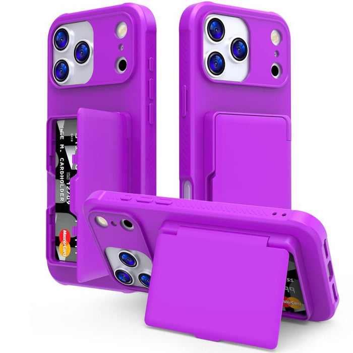 Funda para teléfono con tarjetero, híbrida de PC y TPU con espejo oculto horizontal y tacto suave., For iPhone 17 Pro Max, For iPhone 17 Pro, For iPhone 17, For iPhone Air