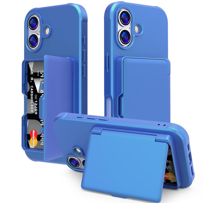 Funda para teléfono con tarjetero, híbrida de PC y TPU con espejo oculto horizontal y tacto suave., For iPhone 17 Pro Max, For iPhone 17 Pro, For iPhone 17, For iPhone Air