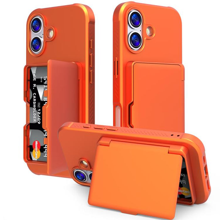 Funda para teléfono con tarjetero, híbrida de PC y TPU con espejo oculto horizontal y tacto suave., For iPhone 17 Pro Max, For iPhone 17 Pro, For iPhone 17, For iPhone Air