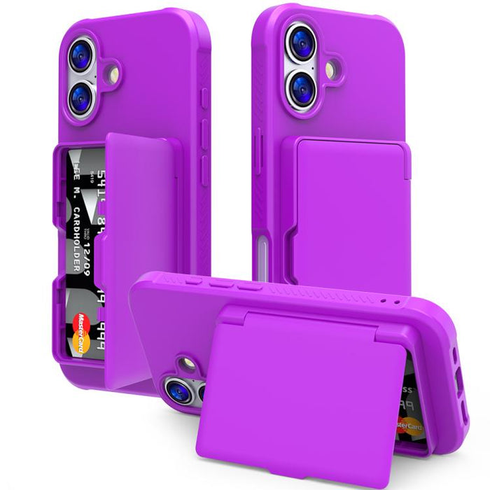 Funda para teléfono con tarjetero, híbrida de PC y TPU con espejo oculto horizontal y tacto suave., For iPhone 17 Pro Max, For iPhone 17 Pro, For iPhone 17, For iPhone Air