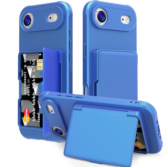 Funda para teléfono con tarjetero, híbrida de PC y TPU con espejo oculto horizontal y tacto suave., For iPhone 17 Pro Max, For iPhone 17 Pro, For iPhone 17, For iPhone Air