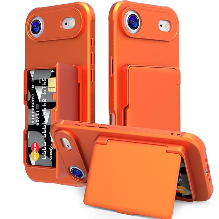 Funda para teléfono con tarjetero, híbrida de PC y TPU con espejo oculto horizontal y tacto suave., For iPhone 17 Pro Max, For iPhone 17 Pro, For iPhone 17, For iPhone Air