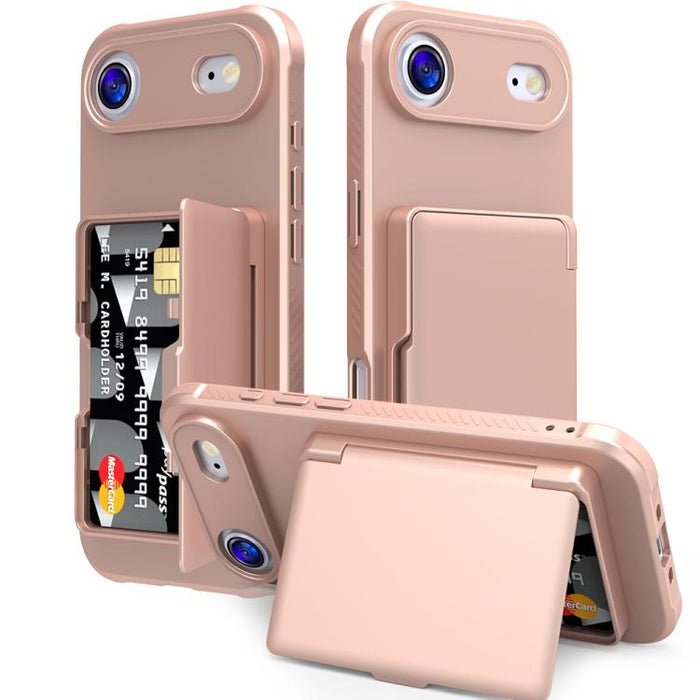 Funda para teléfono con tarjetero, híbrida de PC y TPU con espejo oculto horizontal y tacto suave., For iPhone 17 Pro Max, For iPhone 17 Pro, For iPhone 17, For iPhone Air