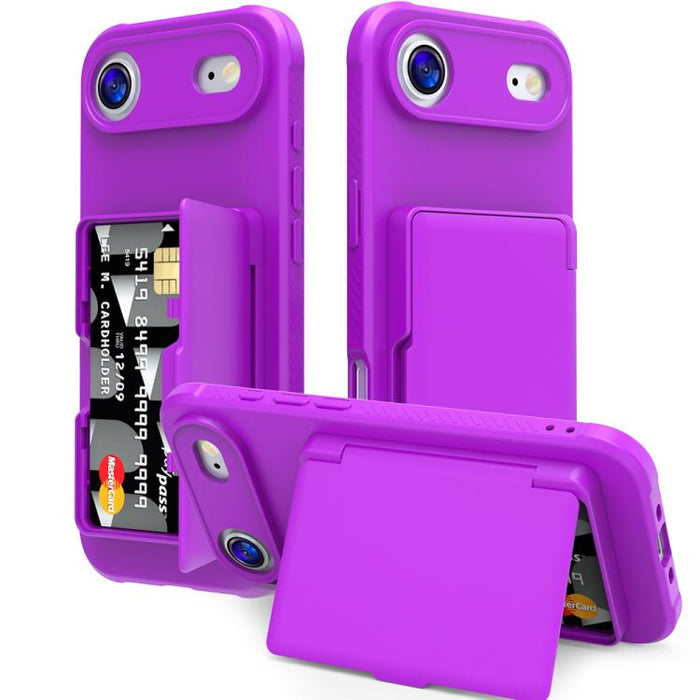 Funda para teléfono con tarjetero, híbrida de PC y TPU con espejo oculto horizontal y tacto suave., For iPhone 17 Pro Max, For iPhone 17 Pro, For iPhone 17, For iPhone Air