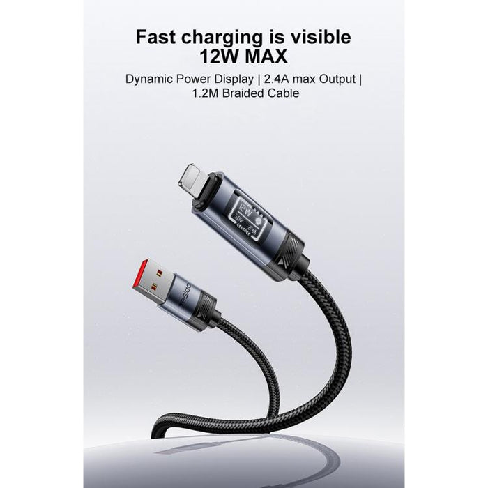 Cable de datos y carga USB a pantalla OLED de 8 pines Yesido CA138L de 12 W y 2,4 A, USB to 8 Pin