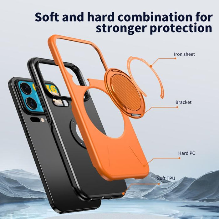 Funda híbrida de TPU y PC con soporte giratorio de metal y MagSafe, For Xiaomi 17 Pro Max, For Xiaomi 17, For Xiaomi 15T Pro 5G, For Xiaomi 15T 5G, For Xiaomi 14T Pro, For Xiaomi 14T