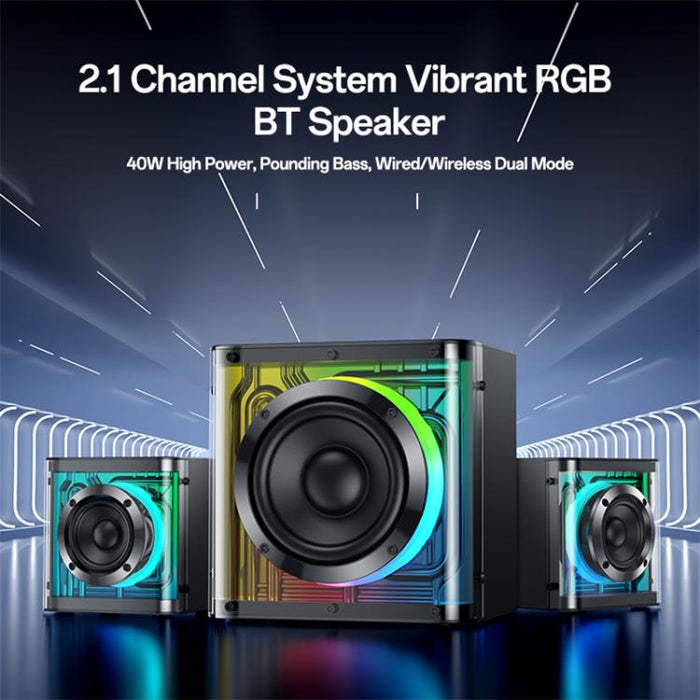 Sistema de altavoces Bluetooth Yesido YSW41 de 40 W y 2.1 canales con iluminación RGB colorida y subwoofer., YSW41