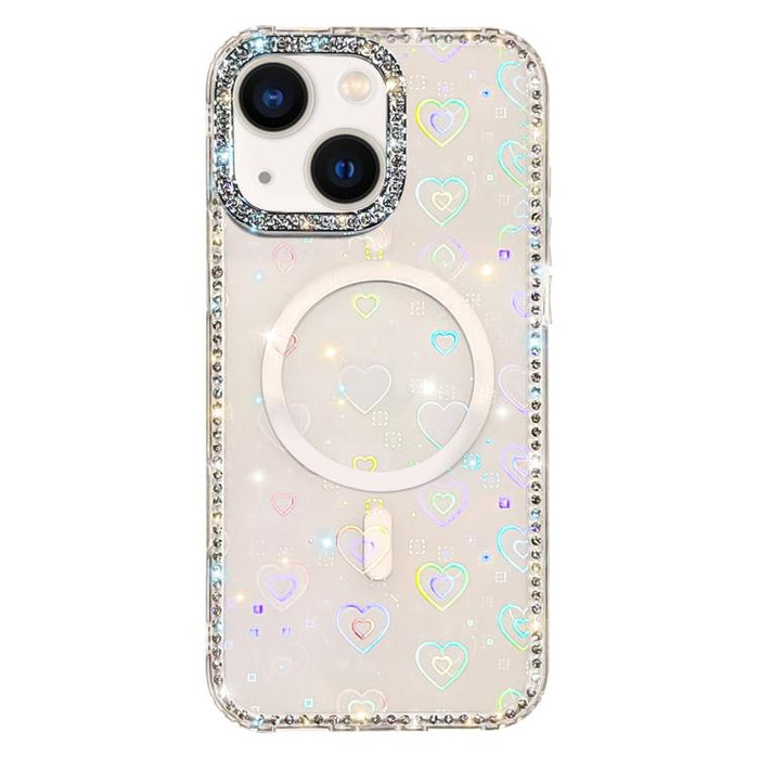 Funda magnética híbrida de TPU y PC con diamantes de imitación de doble cara, For iPhone 13