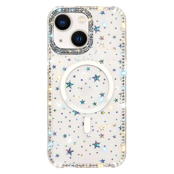 Funda magnética híbrida de TPU y PC con diamantes de imitación de doble cara, For iPhone 13