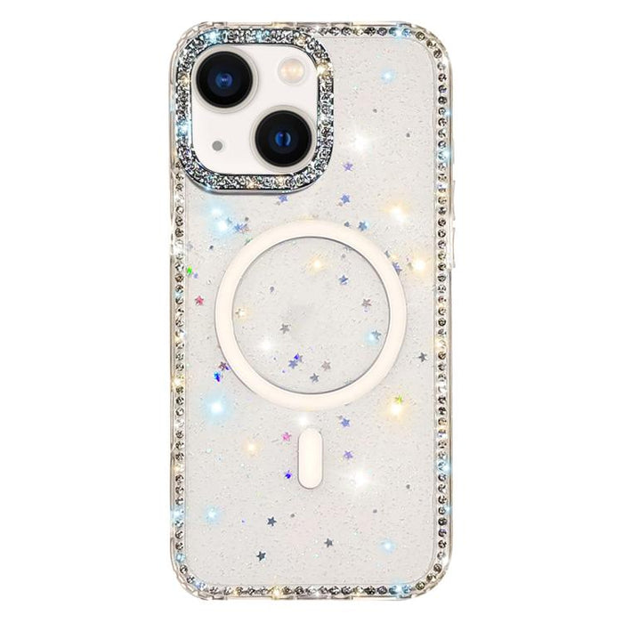 Funda magnética híbrida de TPU y PC con diamantes de imitación de doble cara, For iPhone 13