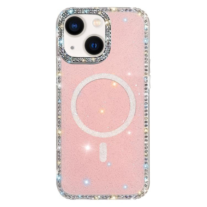 Funda magnética híbrida de TPU y PC con diamantes de imitación de doble cara, For iPhone 13