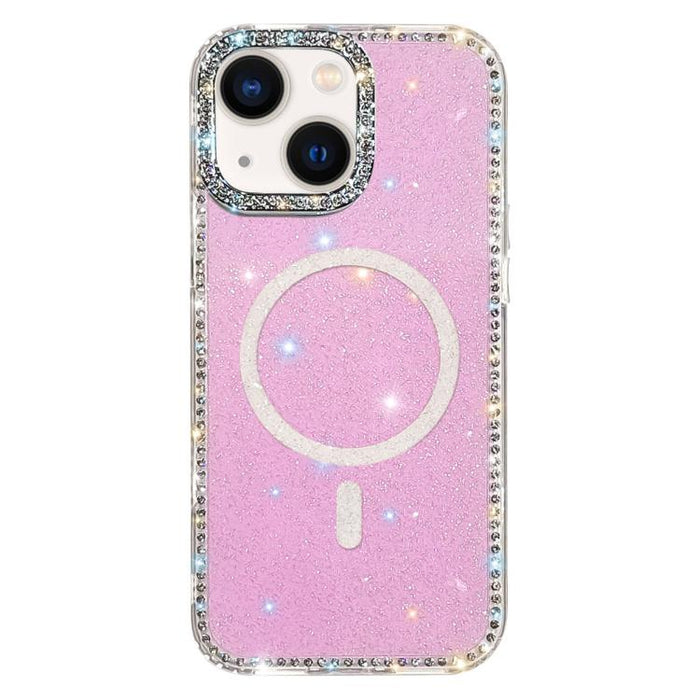 Funda magnética híbrida de TPU y PC con diamantes de imitación de doble cara, For iPhone 13