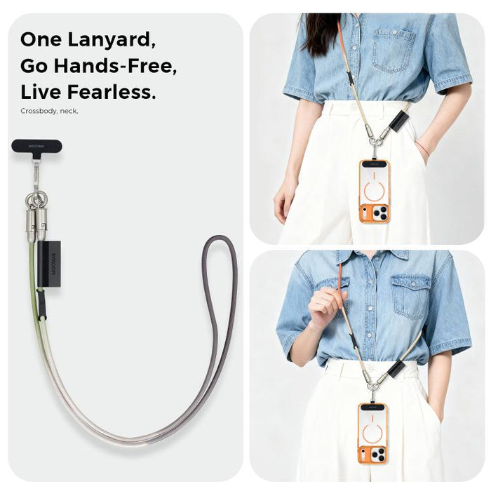 Cable de carga multifuncional MOCOME W3 USB-C a USB-C con cordón ajustable para teléfono.