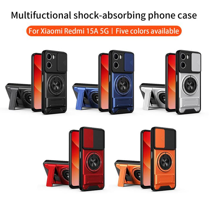 Funda para teléfono multifuncional magnética a prueba de golpes con ventana deslizante para lente, For Redmi 15a 5G, For Redmi Note 15 Pro 4G Global 163.2mm, For Redmi Note 15 Pro+ 5G Global 163.3mm, For Redmi Note 15 Pro 5G Global 163.6mm             ...