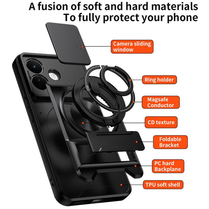 Funda para teléfono multifuncional magnética a prueba de golpes con ventana deslizante para lente, For Redmi 15a 5G, For Redmi Note 15 Pro 4G Global 163.2mm, For Redmi Note 15 Pro+ 5G Global 163.3mm, For Redmi Note 15 Pro 5G Global 163.6mm             ...