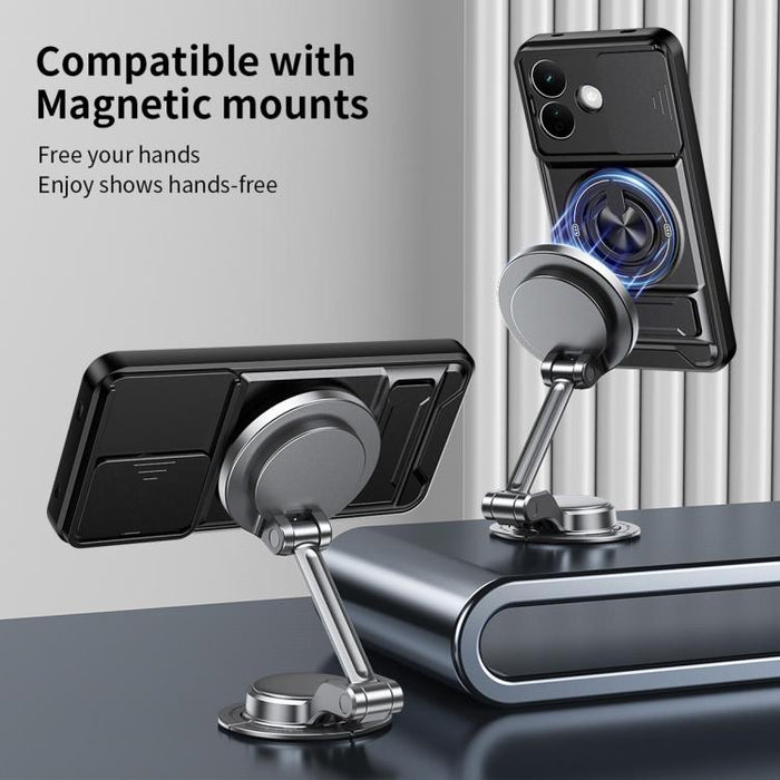 Funda para teléfono multifuncional magnética a prueba de golpes con ventana deslizante para lente, For Redmi 15a 5G, For Redmi Note 15 Pro 4G Global 163.2mm, For Redmi Note 15 Pro+ 5G Global 163.3mm, For Redmi Note 15 Pro 5G Global 163.6mm             ...