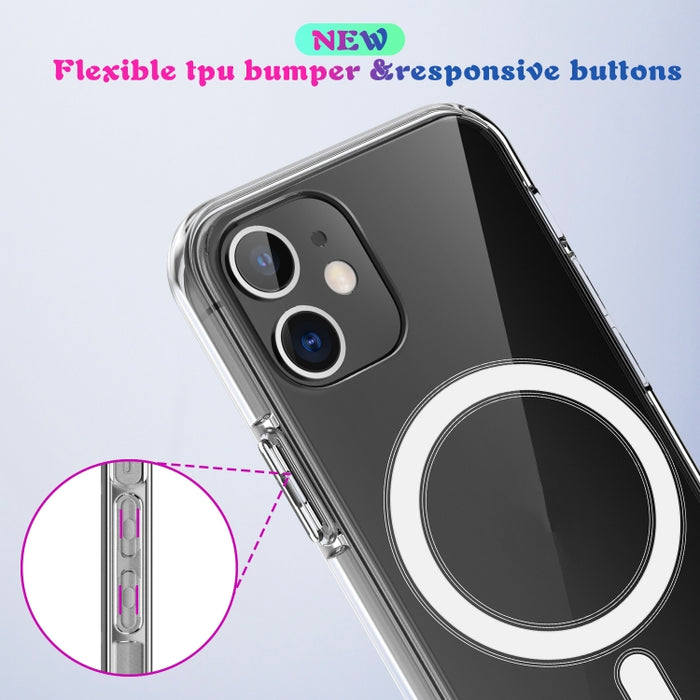 Anillo magnético simple Todo incluido Acrílico de cristal transparente PC + TPU Estuche a prueba de golpes, For iPhone 12 mini, For iPhone 12 / 12 Pro, For iPhone 12 Pro Max