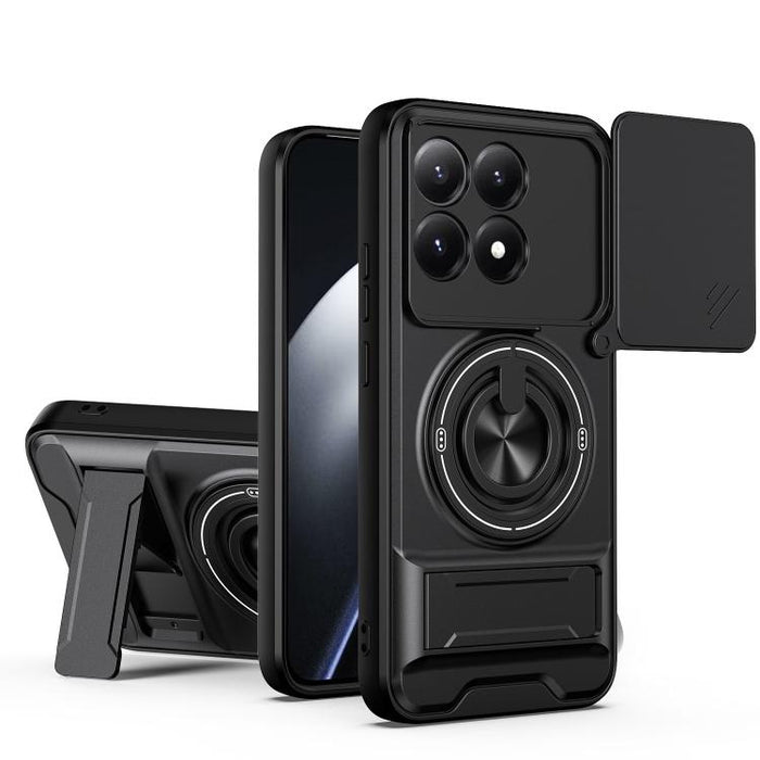 Funda para teléfono multifuncional magnética a prueba de golpes con ventana deslizante para lente, For Xiaomi 17T Pro 5G, For Xiaomi 17T 5G, For Xiaomi Poco X8 Pro Max 5G, For Xiaomi Poco X8 Pro 5G, For Xiaomi Poco M7 4G 169mm, For Xiaomi 15T Pro 5G   ...