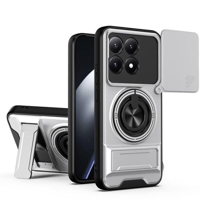 Funda para teléfono multifuncional magnética a prueba de golpes con ventana deslizante para lente, For Xiaomi 17T Pro 5G, For Xiaomi 17T 5G, For Xiaomi Poco X8 Pro Max 5G, For Xiaomi Poco X8 Pro 5G, For Xiaomi Poco M7 4G 169mm, For Xiaomi 15T Pro 5G   ...