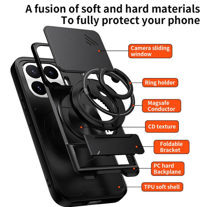Funda para teléfono multifuncional magnética a prueba de golpes con ventana deslizante para lente, For Xiaomi 17T Pro 5G, For Xiaomi 17T 5G, For Xiaomi Poco X8 Pro Max 5G, For Xiaomi Poco X8 Pro 5G, For Xiaomi Poco M7 4G 169mm, For Xiaomi 15T Pro 5G   ...