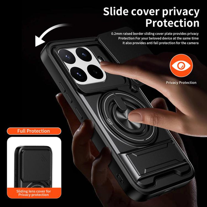 Funda para teléfono multifuncional magnética a prueba de golpes con ventana deslizante para lente, For Xiaomi 17T Pro 5G, For Xiaomi 17T 5G, For Xiaomi Poco X8 Pro Max 5G, For Xiaomi Poco X8 Pro 5G, For Xiaomi Poco M7 4G 169mm, For Xiaomi 15T Pro 5G   ...