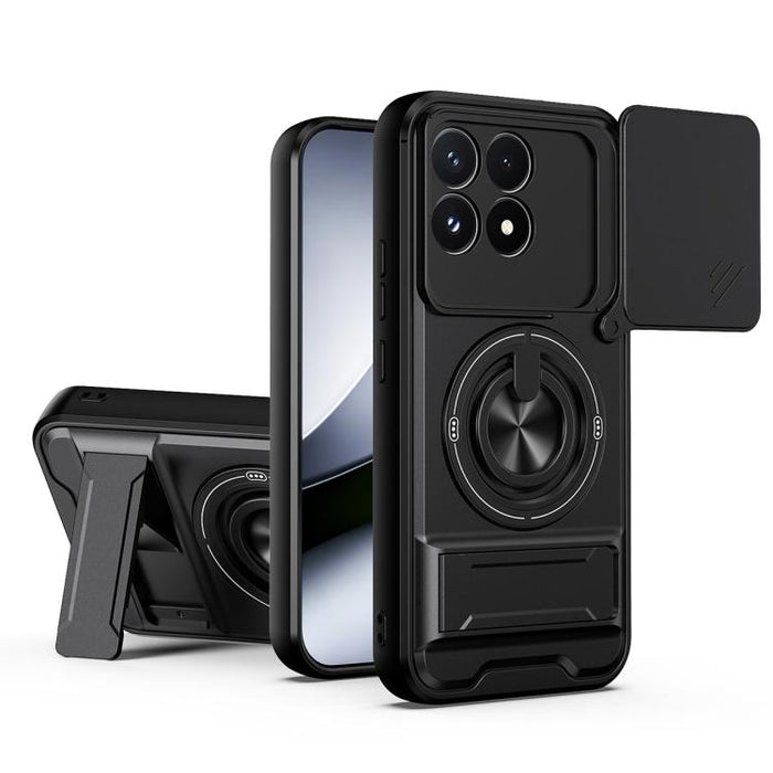 Funda para teléfono multifuncional magnética a prueba de golpes con ventana deslizante para lente, For Xiaomi 17T Pro 5G, For Xiaomi 17T 5G, For Xiaomi Poco X8 Pro Max 5G, For Xiaomi Poco X8 Pro 5G, For Xiaomi Poco M7 4G 169mm, For Xiaomi 15T Pro 5G   ...