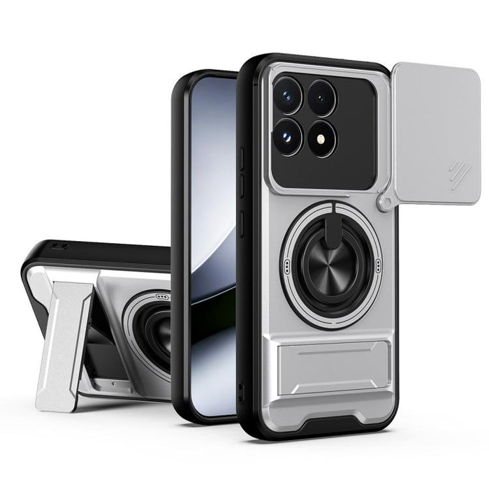 Funda para teléfono multifuncional magnética a prueba de golpes con ventana deslizante para lente, For Xiaomi 17T Pro 5G, For Xiaomi 17T 5G, For Xiaomi Poco X8 Pro Max 5G, For Xiaomi Poco X8 Pro 5G, For Xiaomi Poco M7 4G 169mm, For Xiaomi 15T Pro 5G   ...