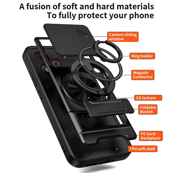 Funda para teléfono multifuncional magnética a prueba de golpes con ventana deslizante para lente, For Xiaomi 17T Pro 5G, For Xiaomi 17T 5G, For Xiaomi Poco X8 Pro Max 5G, For Xiaomi Poco X8 Pro 5G, For Xiaomi Poco M7 4G 169mm, For Xiaomi 15T Pro 5G   ...