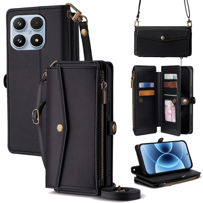 Cartera con cremallera, hebilla lateral, correa cruzada, funda de cuero para teléfono, For Xiaomi 17 Ultra, For Xiaomi 17 Pro Max, For Xiaomi 17 Pro, For Xiaomi 17
