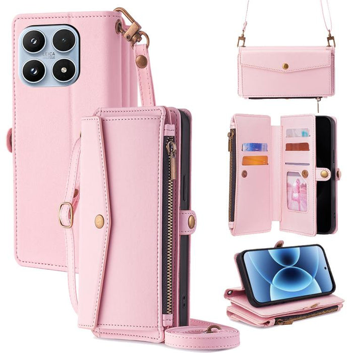 Cartera con cremallera, hebilla lateral, correa cruzada, funda de cuero para teléfono, For Xiaomi 17 Ultra, For Xiaomi 17 Pro Max, For Xiaomi 17 Pro, For Xiaomi 17