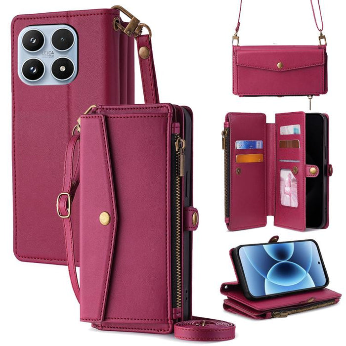 Cartera con cremallera, hebilla lateral, correa cruzada, funda de cuero para teléfono, For Xiaomi 17 Ultra, For Xiaomi 17 Pro Max, For Xiaomi 17 Pro, For Xiaomi 17