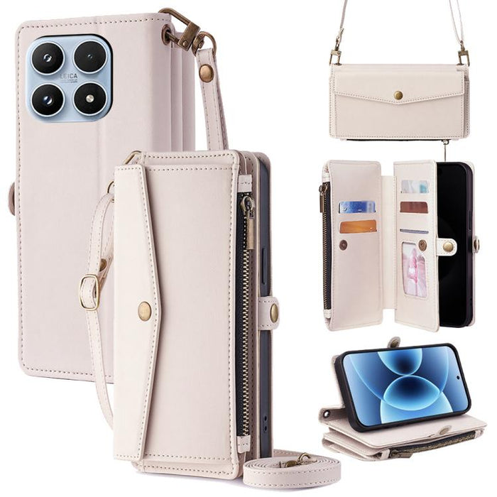 Cartera con cremallera, hebilla lateral, correa cruzada, funda de cuero para teléfono, For Xiaomi 17 Ultra, For Xiaomi 17 Pro Max, For Xiaomi 17 Pro, For Xiaomi 17