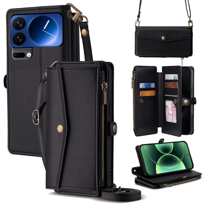 Cartera con cremallera, hebilla lateral, correa cruzada, funda de cuero para teléfono, For Xiaomi 17 Ultra, For Xiaomi 17 Pro Max, For Xiaomi 17 Pro, For Xiaomi 17