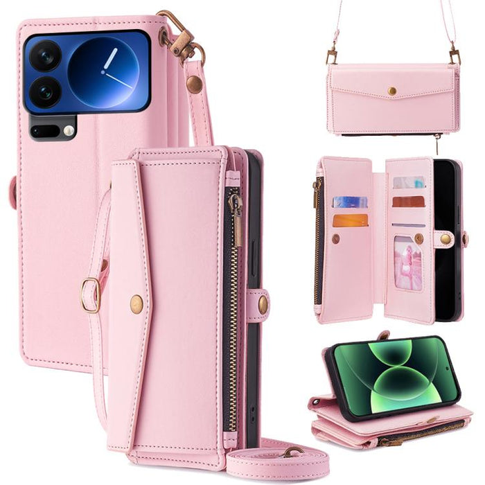 Cartera con cremallera, hebilla lateral, correa cruzada, funda de cuero para teléfono, For Xiaomi 17 Ultra, For Xiaomi 17 Pro Max, For Xiaomi 17 Pro, For Xiaomi 17