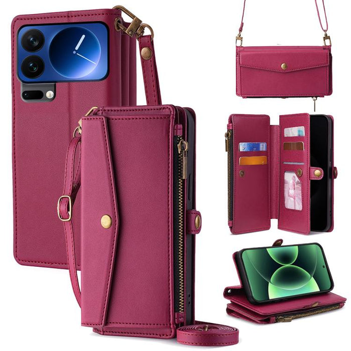 Cartera con cremallera, hebilla lateral, correa cruzada, funda de cuero para teléfono, For Xiaomi 17 Ultra, For Xiaomi 17 Pro Max, For Xiaomi 17 Pro, For Xiaomi 17