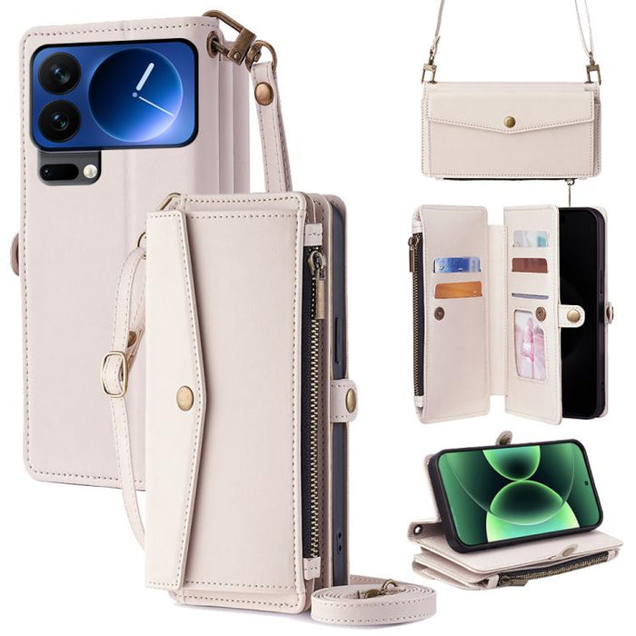 Cartera con cremallera, hebilla lateral, correa cruzada, funda de cuero para teléfono, For Xiaomi 17 Ultra, For Xiaomi 17 Pro Max, For Xiaomi 17 Pro, For Xiaomi 17