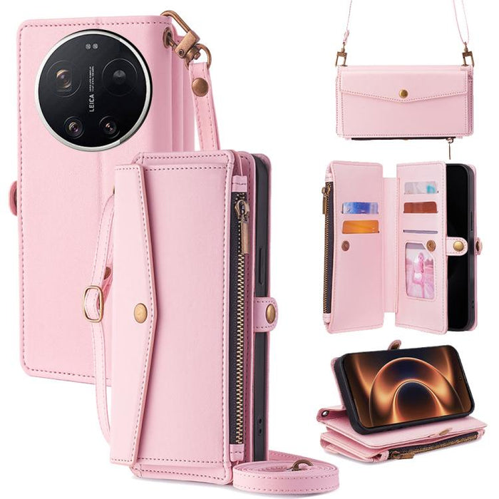 Cartera con cremallera, hebilla lateral, correa cruzada, funda de cuero para teléfono, For Xiaomi 17 Ultra, For Xiaomi 17 Pro Max, For Xiaomi 17 Pro, For Xiaomi 17
