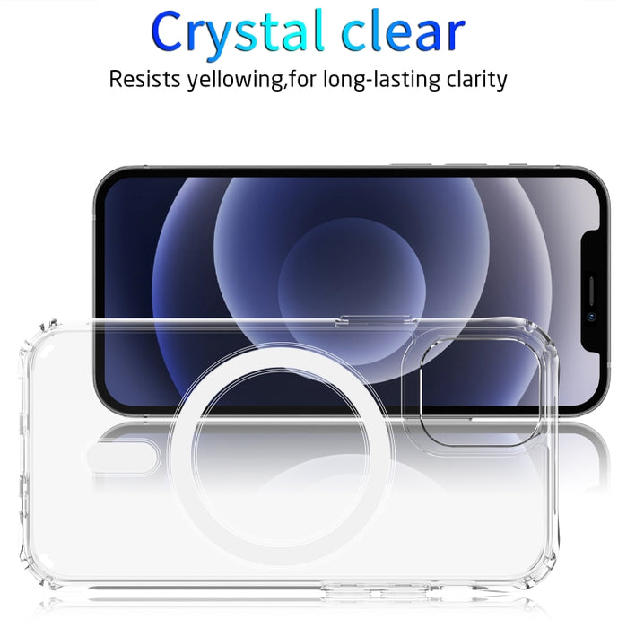 Anillo magnético Cristal transparente Acrílico + TPU Airbag de cuatro esquinas Estuche a prueba de golpes