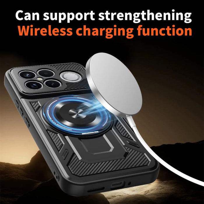 Funda para teléfono MagSafe con soporte giratorio Armor, For Redmi K90 Pro Max / Poco F8 Ultra, For Redmi K90 / Poco F8 Pro, For Redmi 15 5G Global / 4G SEA 169mm, For Redmi 15 5G / 4G EU 171mm, For Redmi 15C 5G / 4G Global 171mm