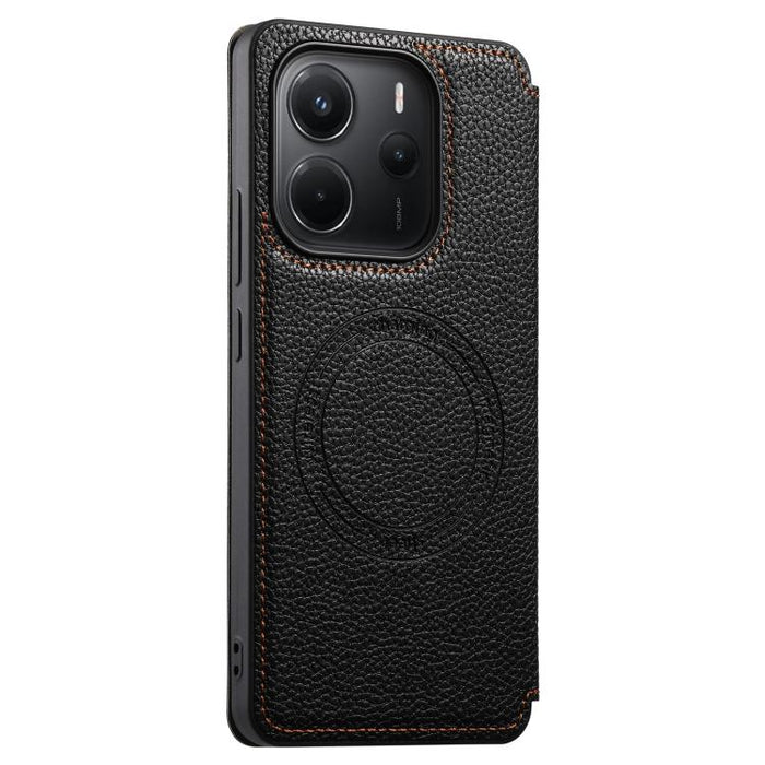 Funda para teléfono ESEBLE ultradelgada con ranura para tarjetas y cierre magnético de piel vegana, For Redmi Note 14 4G Global 163.25mm