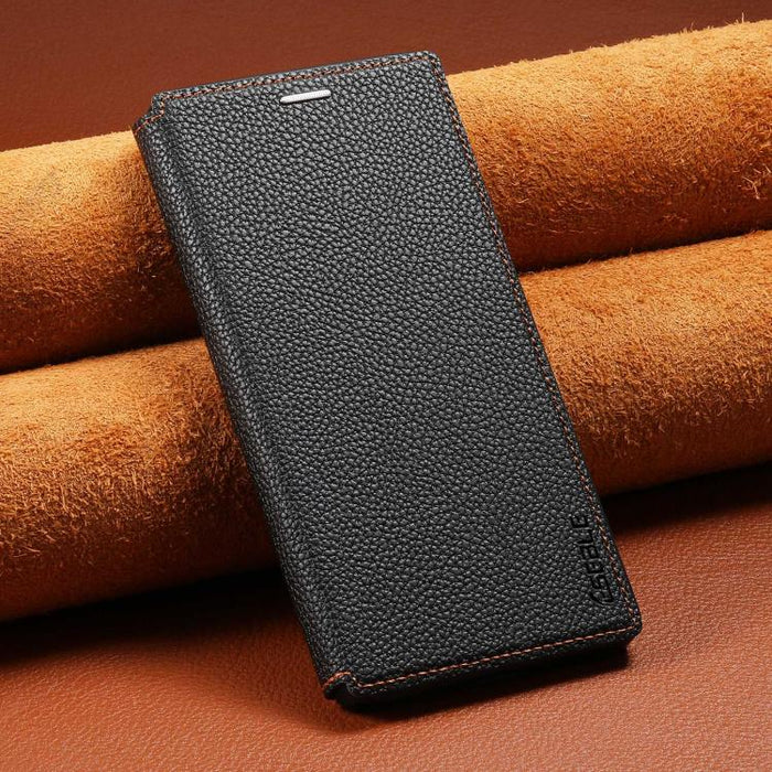 Funda para teléfono ESEBLE ultradelgada con ranura para tarjetas y cierre magnético de piel vegana, For Redmi Note 14 4G Global 163.25mm
